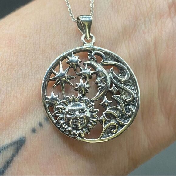 Elements Celestial Sterling Silver Pendant On Sterling Silver Cable Chain - Picture 4 of 5